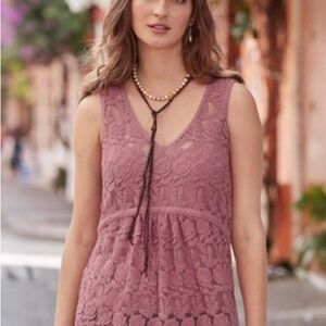 Sundance Pink Lace Sleeveless Blouse